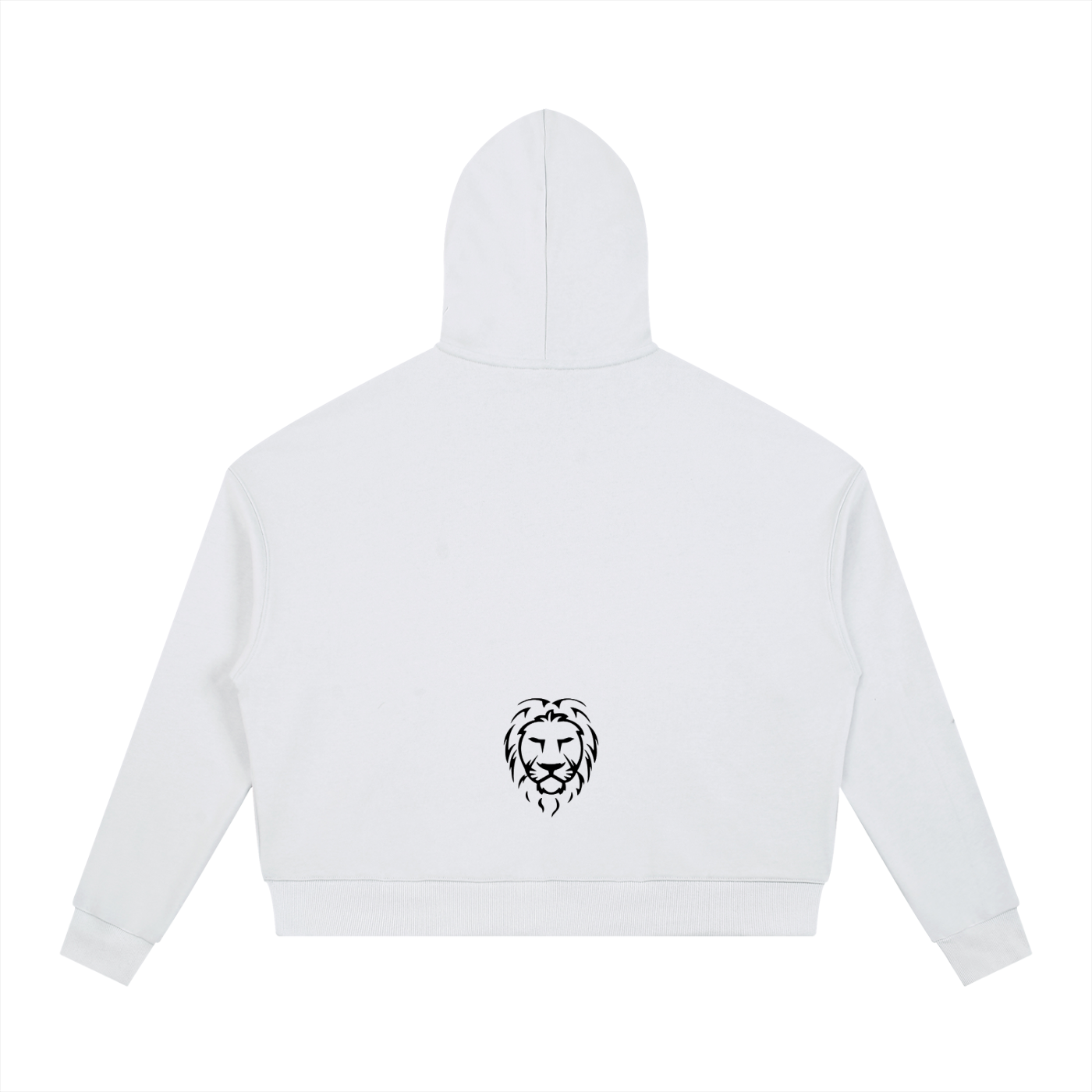 White Contrast Drawstring Oversized Hoodie – Heavyweight Streetwear Pullover