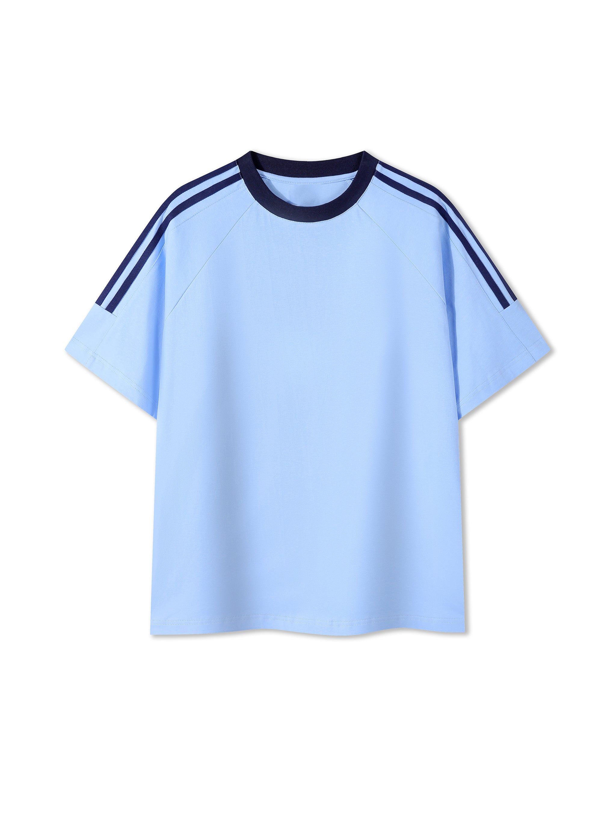 Contrast Tape Crewneck T-Shirt – Premium Cotton Athletic Streetwear Tee