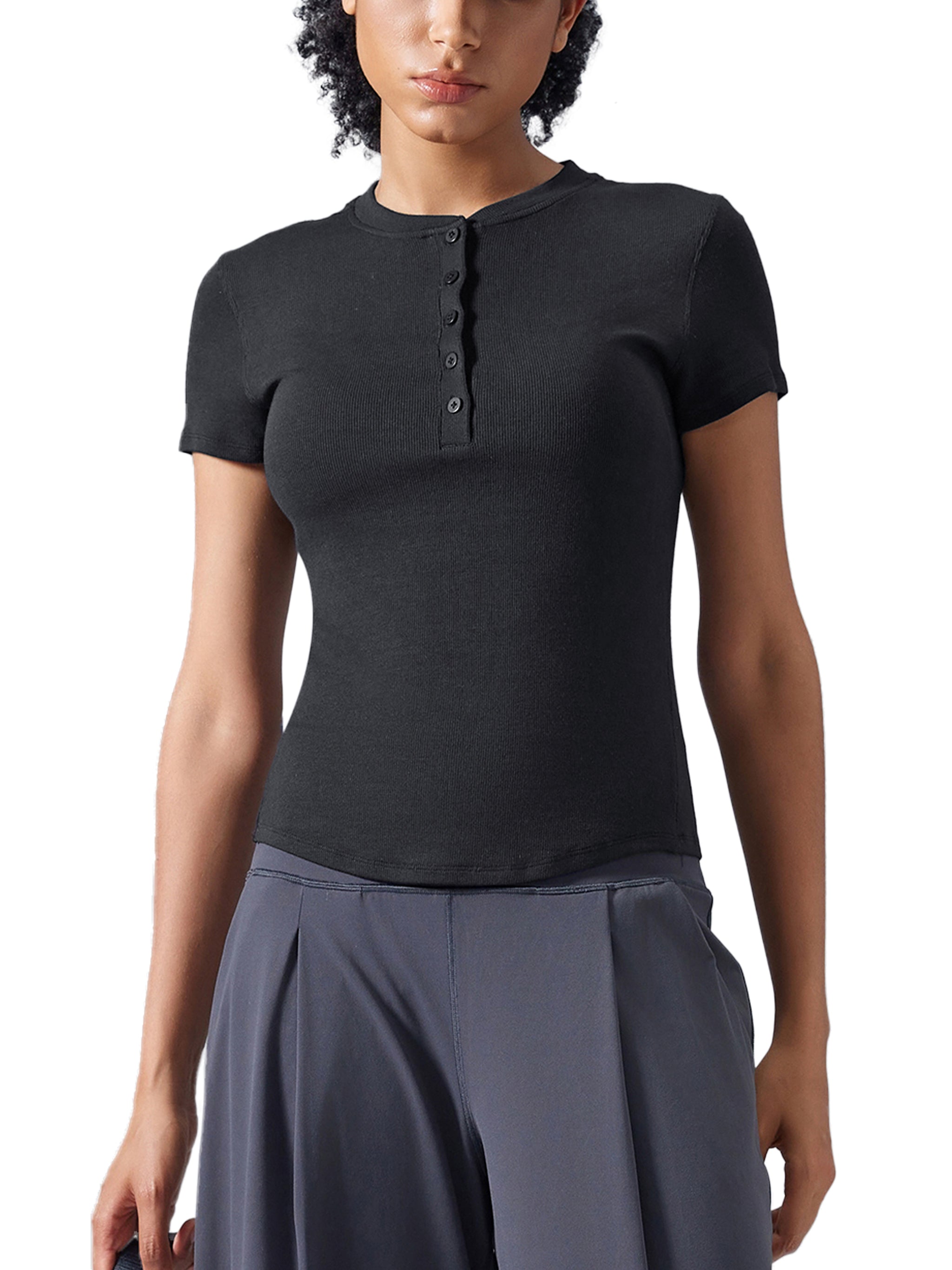 Modal Bodycon Henley Shirt