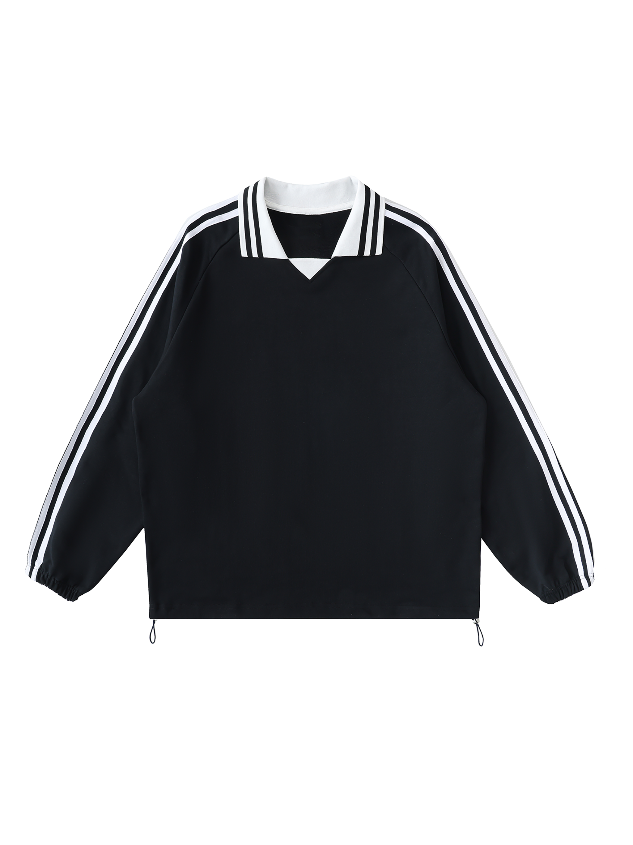 Striped Sweatshirt Men – Heavyweight Cotton Lapel Collar Streetwear