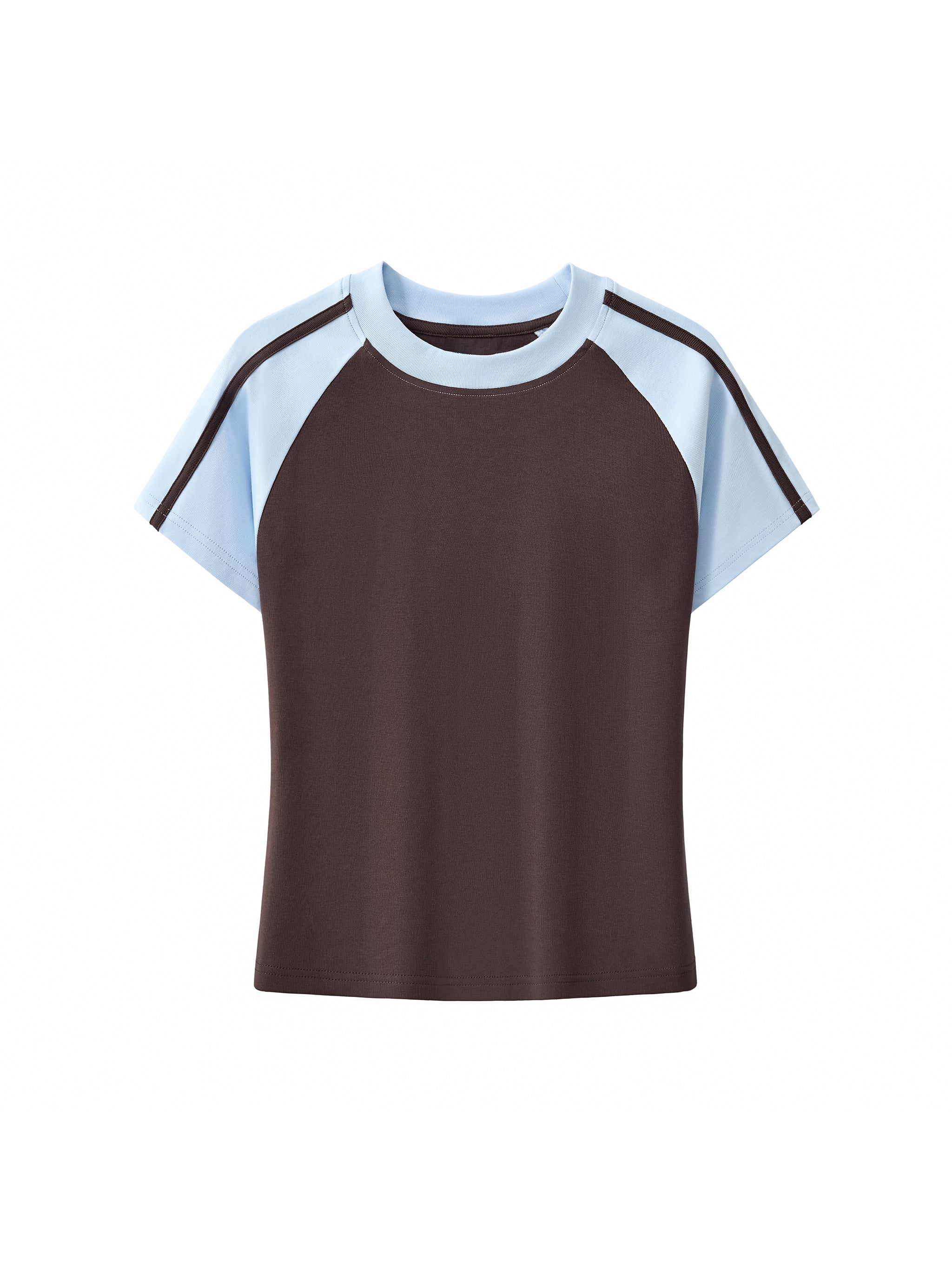 Women’s Contrast Raglan Crop T-Shirt – Slim Fit Bodycon Streetwear Top