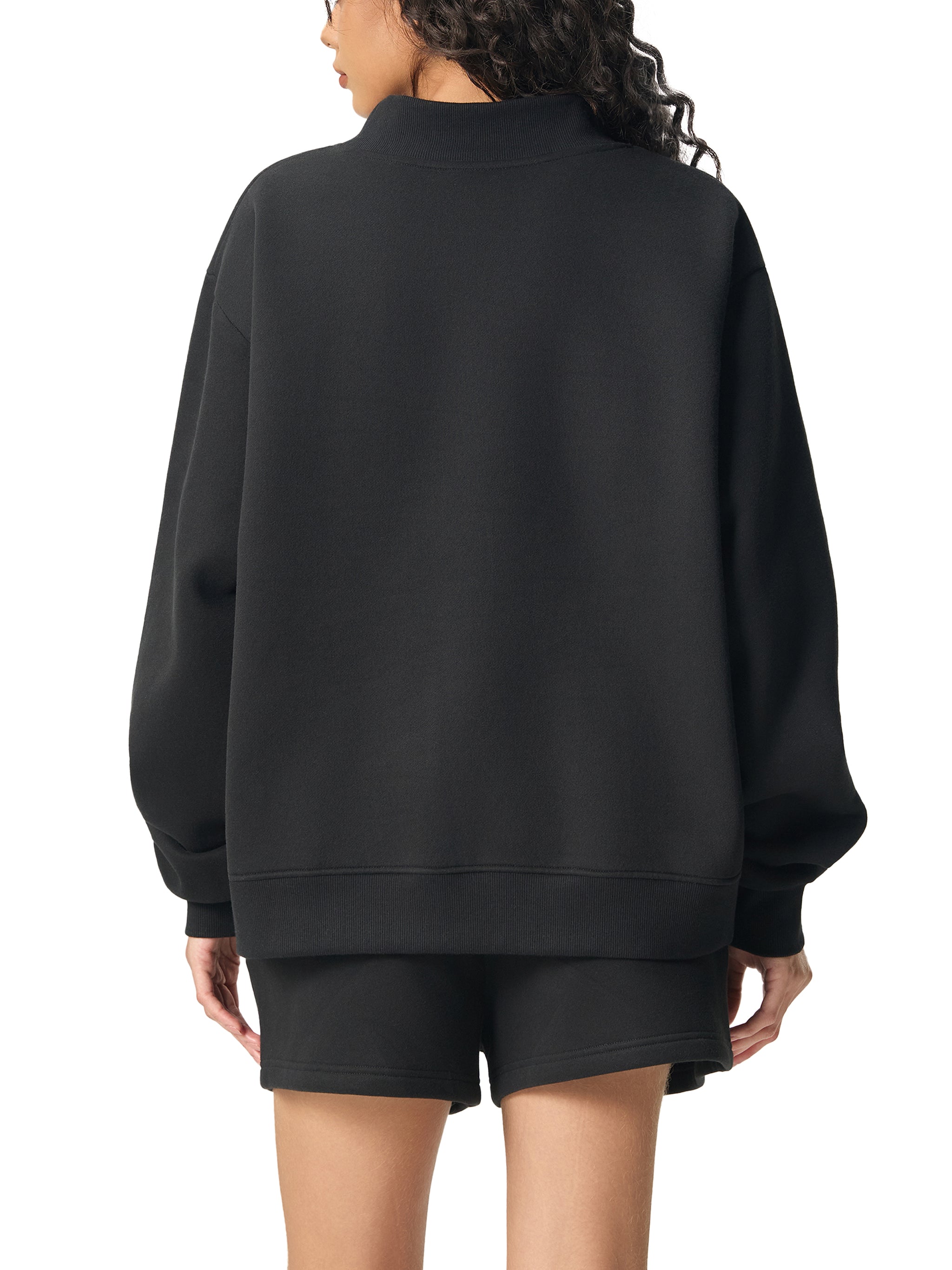 Women’s Cropped Mock Neck Fleece Sweatshirt – Premium Oversized Fit