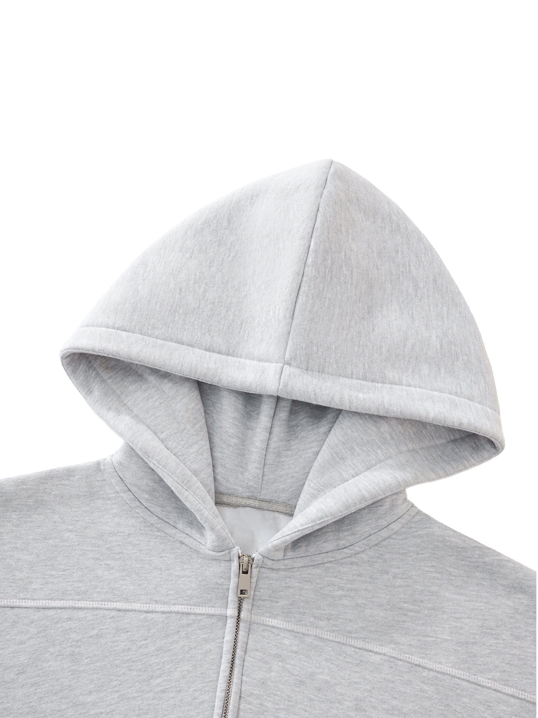 Zip Up Hoodie Men – Contrast-Stitched Boxy Fleece Streetwear Jacket