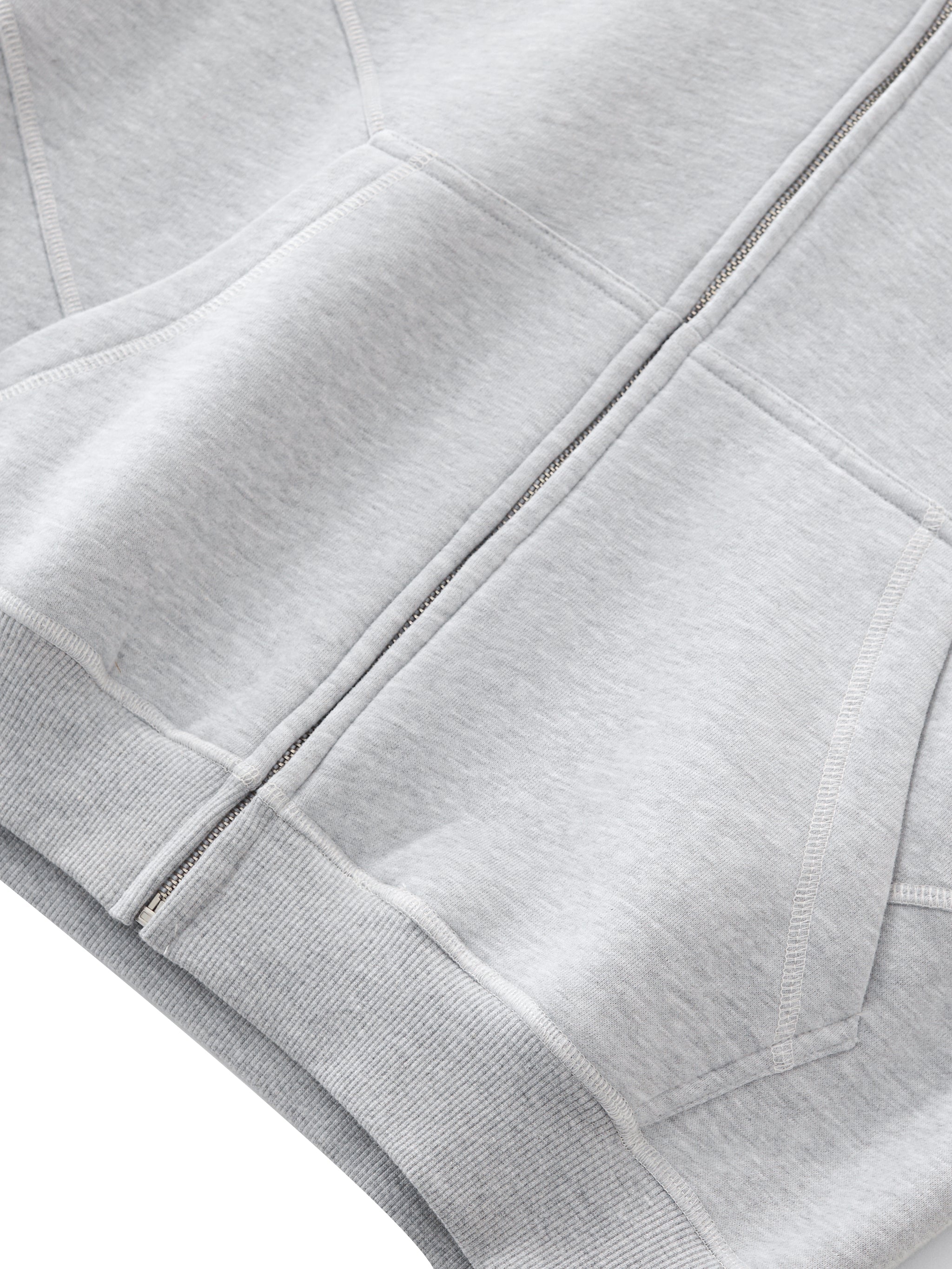 Zip Up Hoodie Men – Contrast-Stitched Boxy Fleece Streetwear Jacket