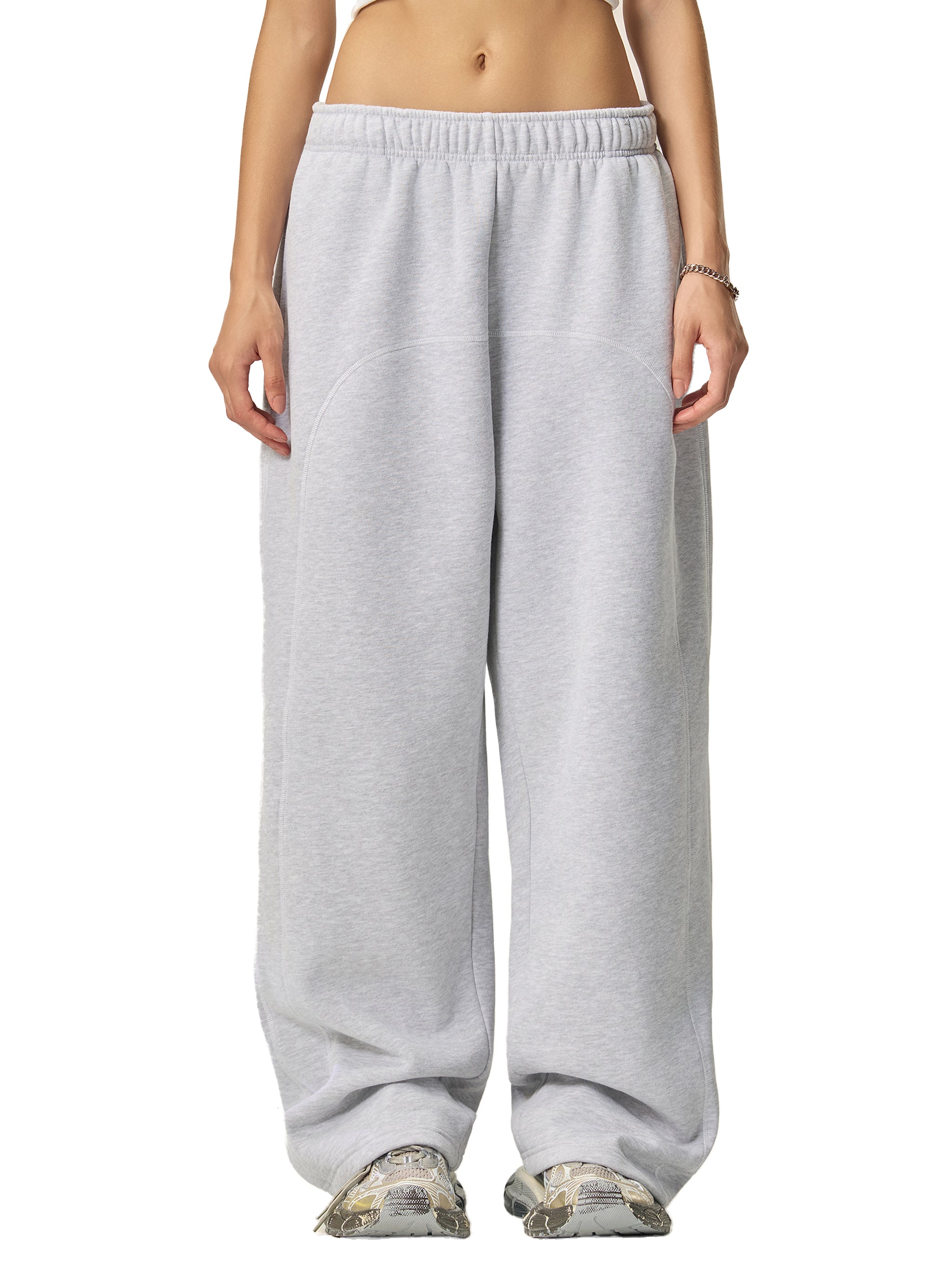 Contrast-Stitched Fleece Sweatpants – Oversized Unisex Streetwear Joggers