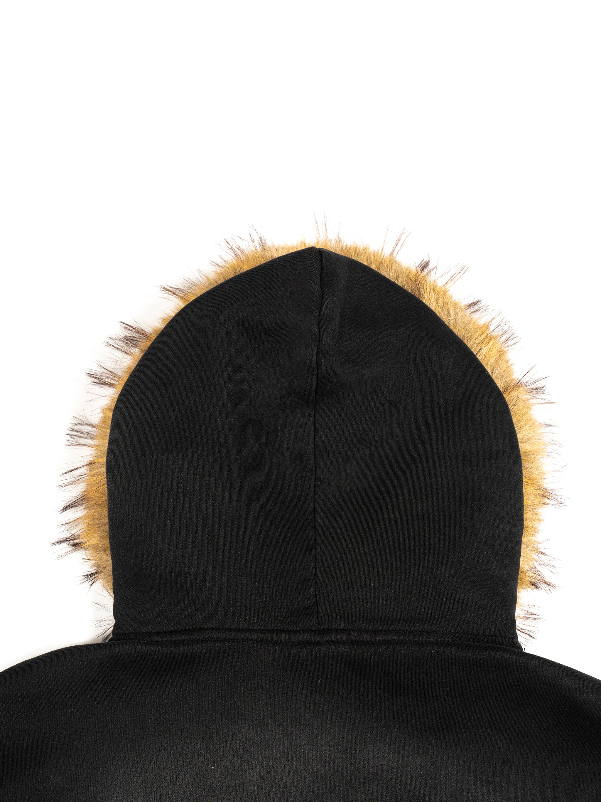 Sun Fade Boxy Fur Hoodie – Detachable Fur Hood Oversized Winter Jacket