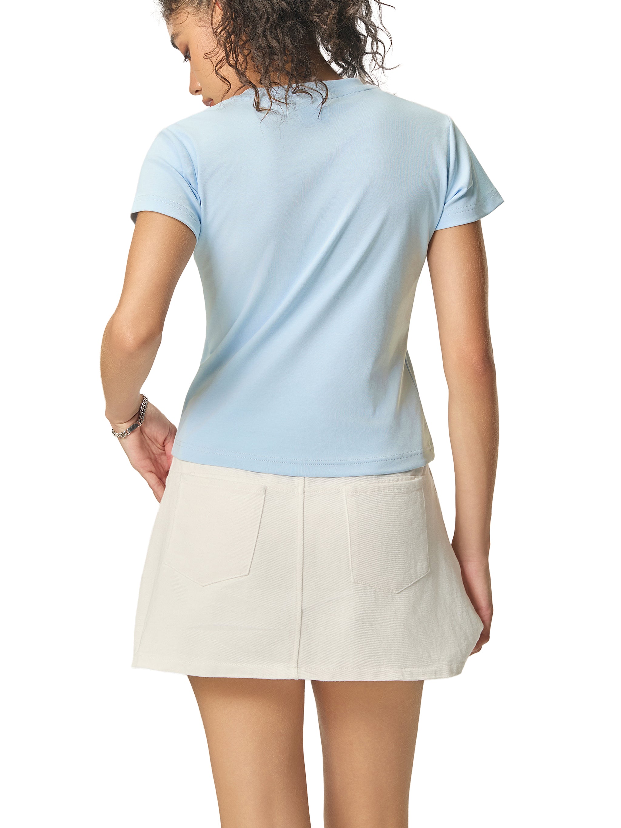 Women’s Slim Fit Bodycon Cotton T-Shirt – Premium Stretch Crewneck