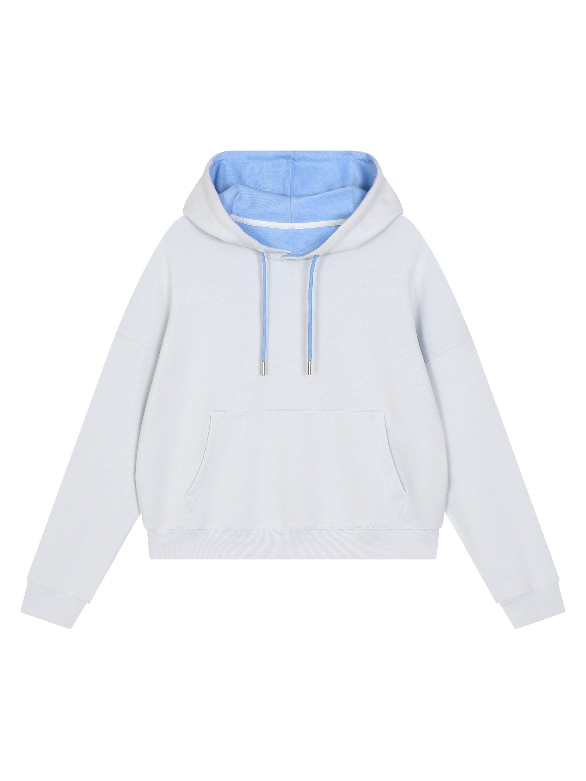 White Contrast Drawstring Oversized Hoodie – Heavyweight Streetwear Pullover